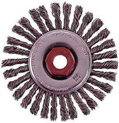 Osborn - 4" OD, 3/8-24 Arbor Hole, Knotted Stainless Steel Wheel Brush - 1/4" Face Width, 7/8" Trim Length, 0.02" Filament Diam, 20,000 RPM - Caliber Tooling