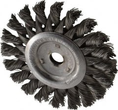 Osborn - 3" OD, 3/8" Arbor Hole, Knotted Steel Wheel Brush - 3/8" Face Width, 5/8" Trim Length, 0.014" Filament Diam, 25,000 RPM - Caliber Tooling