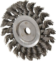 Osborn - 3" OD, 3/8" Arbor Hole, Knotted Steel Wheel Brush - 3/8" Face Width, 5/8" Trim Length, 0.02" Filament Diam, 25,000 RPM - Caliber Tooling