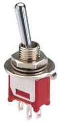 GC/Waldom - SPDT Miniature On-Off-On Toggle Switch - Quick Connect Terminal & Solder Lug Terminal, Paddle Handle Actuator, 125 VAC at 6 A & 250 VAC at 3 A - Caliber Tooling