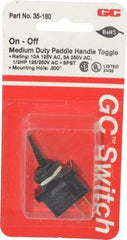 GC/Waldom - SPST Medium Duty On-Off Toggle Switch - Spade Terminal, Paddle Handle Actuator, 1/2 hp at 125/250 VAC hp, 125 VAC at 10 A & 250 VAC at 5 A - Caliber Tooling