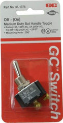 GC/Waldom - SPST Medium Duty Off-On Toggle Switch - Screw Terminal, Bat Handle Actuator, 1/4 hp at 125/250 VAC hp, 125 VAC at 6 A & 250 VAC at 3 A - Caliber Tooling