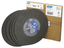 Norton - 14" 36 Grit Aluminum Oxide Cutoff Wheel - 7/64" Thick, 1" Arbor, 4,365 Max RPM, Use with Chop Saws - Caliber Tooling