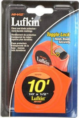 Lufkin - 10' x 1/2" Yellow Blade Tape Measure - 1/32 & 1/16" Graduation, A1 Graduation Style, High-Visibility Orange Case - Caliber Tooling