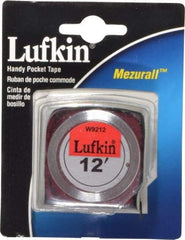 Lufkin - 12' x 1/2" Yellow Blade Tape Measure - 1/32 & 1/16" Graduation, A1 Graduation Style, Silver Case - Caliber Tooling