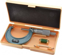 Mitutoyo - 1 to 2" Range, 0.001" Graduation, Mechanical Outside Micrometer - Ratchet Stop Thimble, Accurate to 0.0001" - Caliber Tooling