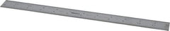 Mitutoyo - 12" Long, 1/100, 1/64, 1/50, 1/32" Graduation, Rigid Stainless Steel Rule - 16R Graduation Style, 1" Wide, Silver, Satin Chrome Finish - Caliber Tooling