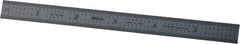 Mitutoyo - 6" Long, 1/100, 1/50" and 0.5, 1mm Graduation, Flexible Stainless Steel Rule - Decimal/Metric Graduation Style, 1/2" Wide, Silver, Satin Chrome Finish - Caliber Tooling