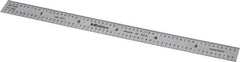 Mitutoyo - 6" Long, 1/100, 1/10" and 0.5, 1mm Graduation, Flexible Stainless Steel Rule - Decimal/Metric Graduation Style, 1/2" Wide, Silver, Satin Chrome Finish - Caliber Tooling