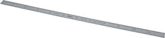 Mitutoyo - 12" Long, 1/100, 1/50" and 0.5, 1mm Graduation, Flexible Stainless Steel Rule - Decimal/Metric Graduation Style, 1/2" Wide, Silver, Satin Chrome Finish - Caliber Tooling