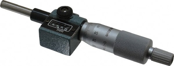 Mitutoyo - 25mm, 18mm Ratchet Stop Thimble, 6.35mm Diameter x 27mm Long Spindle, Digital Counter Mechanical Micrometer Head - Caliber Tooling