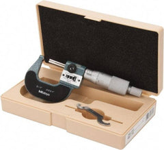 Mitutoyo - 1 Inch Max Measurement, 0.0001 Inch Graduation, Spherical Face Micrometer - Accuracy Up to 0.0002 Inch, Baked Enamel Coated, Steel Measuring Face Material, Mechanical Operation, Ratchet Stop Thimble, Ball - Caliber Tooling