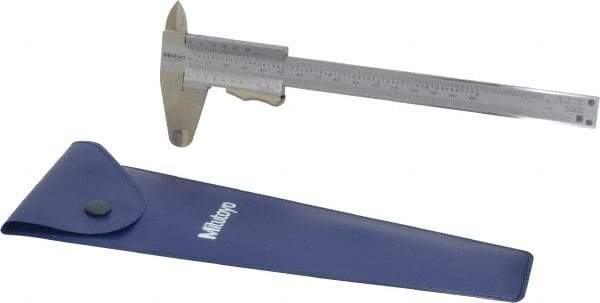 Mitutoyo - 0 to 6" Stainless Steel Vernier Caliper - 0.02mm Graduation, 40mm Jaw Depth, 0.05mm Accuracy - Caliber Tooling