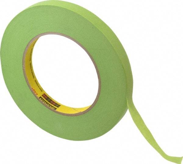 3M - 1/2" Wide x 60 Yd Long Green Paper Masking Tape - Series 401+/233+, 6.7 mil Thick, 25 In/Lb Tensile Strength - Caliber Tooling