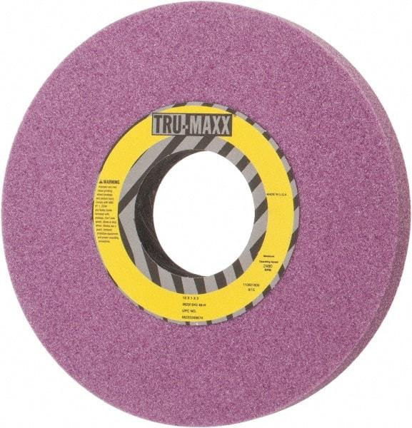 Tru-Maxx - 10" Diam x 3" Hole x 1" Thick, H Hardness, 46 Grit Surface Grinding Wheel - Aluminum Oxide, Type 1, Coarse Grade, 2,480 Max RPM, Vitrified Bond, No Recess - Caliber Tooling