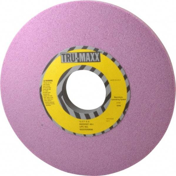 Tru-Maxx - 12" Diam x 3" Hole x 1" Thick, I Hardness, 46 Grit Surface Grinding Wheel - Aluminum Oxide, Type 1, Coarse Grade, 2,705 Max RPM, Vitrified Bond, No Recess - Caliber Tooling