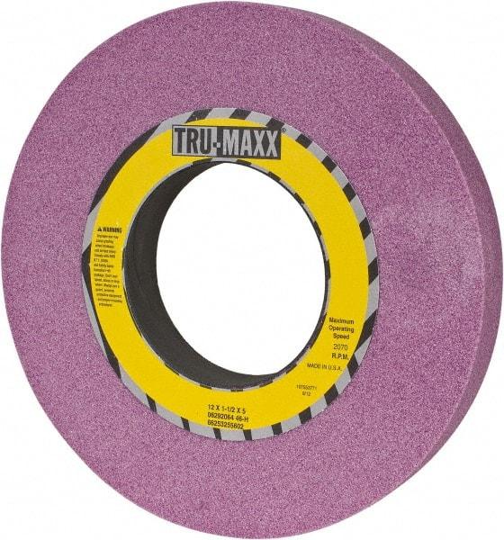 Tru-Maxx - 12" Diam x 5" Hole x 1-1/2" Thick, H Hardness, 46 Grit Surface Grinding Wheel - Aluminum Oxide, Type 1, Coarse Grade, 2,070 Max RPM, Vitrified Bond, No Recess - Caliber Tooling