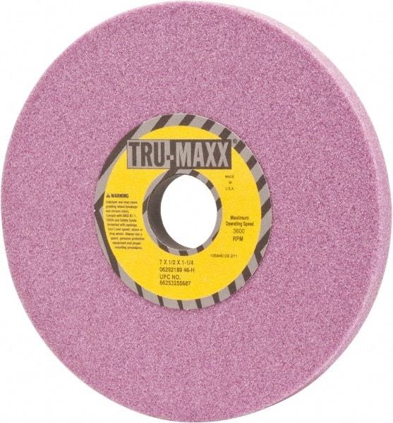 Tru-Maxx - 7" Diam x 1-1/4" Hole x 1/2" Thick, H Hardness, 46 Grit Surface Grinding Wheel - Aluminum Oxide, Type 1, Coarse Grade, 3,600 Max RPM, Vitrified Bond, No Recess - Caliber Tooling