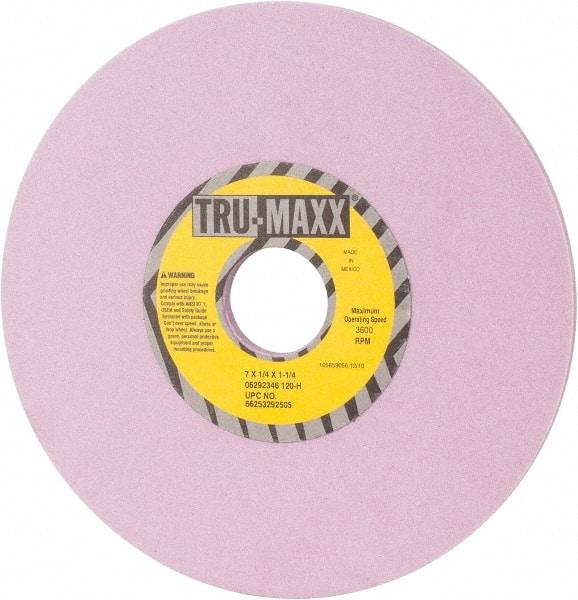 Tru-Maxx - 7" Diam x 1-1/4" Hole x 1/4" Thick, H Hardness, 120 Grit Surface Grinding Wheel - Aluminum Oxide, Type 1, Fine Grade, 3,600 Max RPM, Vitrified Bond, No Recess - Caliber Tooling