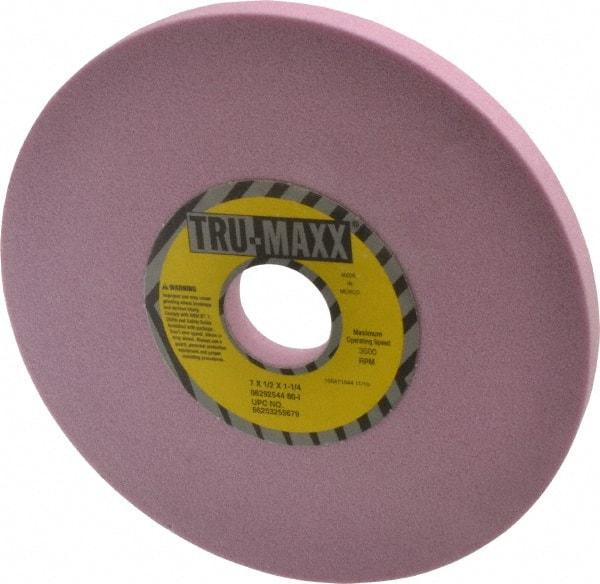 Tru-Maxx - 7" Diam x 1-1/4" Hole x 1/2" Thick, I Hardness, 80 Grit Surface Grinding Wheel - Aluminum Oxide, Type 1, Medium Grade, 3,600 Max RPM, Vitrified Bond, No Recess - Caliber Tooling