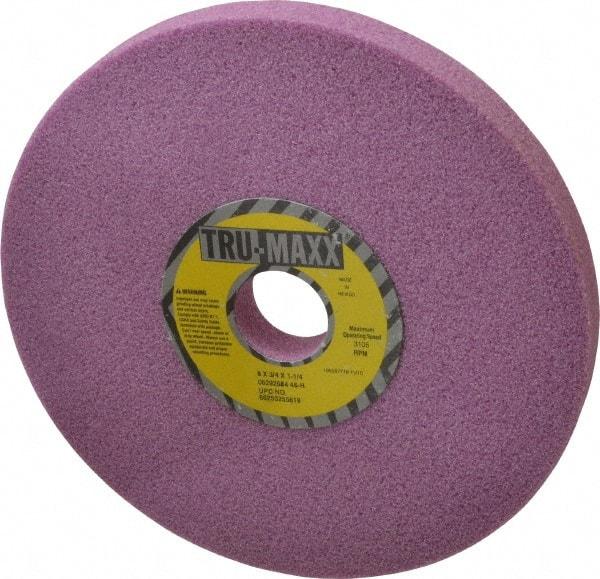 Tru-Maxx - 8" Diam x 1-1/4" Hole x 3/4" Thick, H Hardness, 46 Grit Surface Grinding Wheel - Aluminum Oxide, Type 1, Coarse Grade, 3,105 Max RPM, Vitrified Bond, No Recess - Caliber Tooling