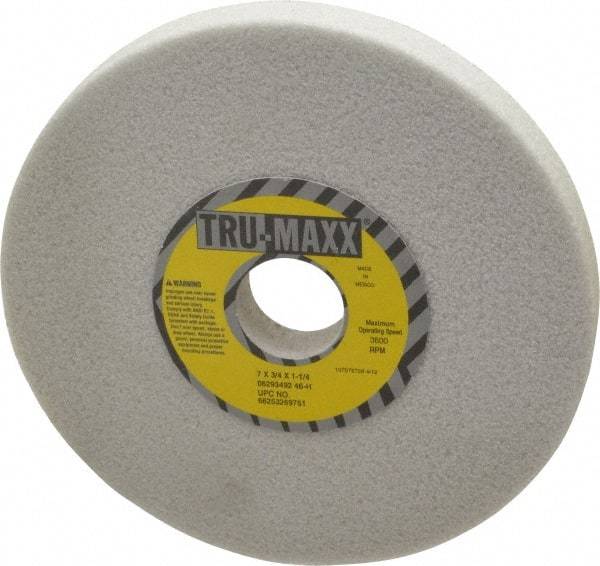 Tru-Maxx - 7" Diam x 1-1/4" Hole x 3/4" Thick, H Hardness, 46 Grit Surface Grinding Wheel - Aluminum Oxide, Type 1, Coarse Grade, 3,600 Max RPM, Vitrified Bond, No Recess - Caliber Tooling