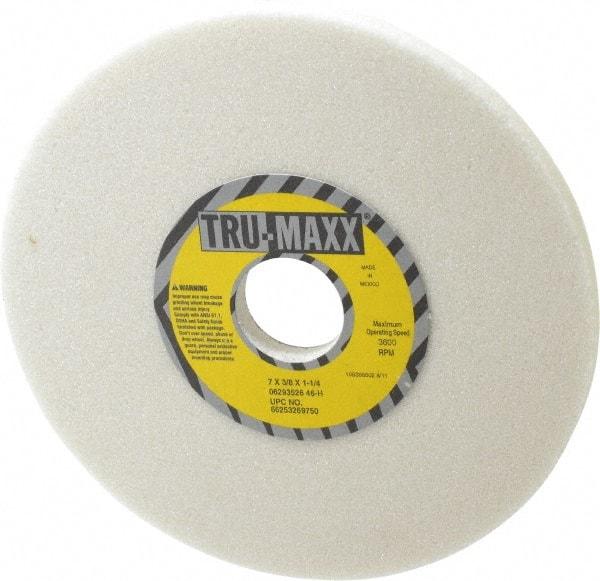 Tru-Maxx - 7" Diam x 1-1/4" Hole x 3/8" Thick, H Hardness, 46 Grit Surface Grinding Wheel - Aluminum Oxide, Type 1, Coarse Grade, 3,600 Max RPM, Vitrified Bond, No Recess - Caliber Tooling