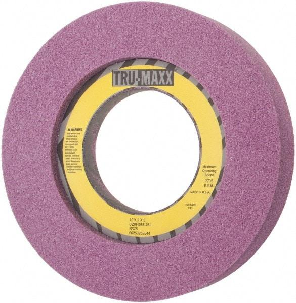 Tru-Maxx - 12" Diam x 5" Hole x 2" Thick, I Hardness, 46 Grit Surface Grinding Wheel - Aluminum Oxide, Type 7, Coarse Grade, 2,705 Max RPM, Vitrified Bond, Two-Side Recess - Caliber Tooling