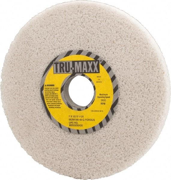 Tru-Maxx - 7" Diam x 1-1/4" Hole x 1/2" Thick, G Hardness, 46 Grit Surface Grinding Wheel - Aluminum Oxide, Type 1, Coarse Grade, 3,600 Max RPM, Vitrified Bond, No Recess - Caliber Tooling