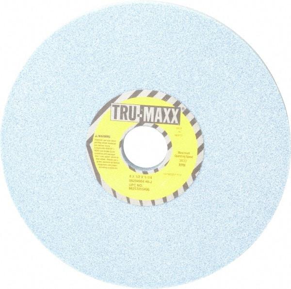 Tru-Maxx - 8" Diam x 1-1/4" Hole x 1/2" Thick, J Hardness, 46 Grit Surface Grinding Wheel - Ceramic, Type 1, Coarse Grade, 3,600 Max RPM, Vitrified Bond, No Recess - Caliber Tooling