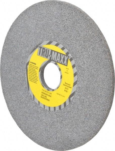 Tru-Maxx - 7" Diam x 1-1/4" Hole x 1/4" Thick, K Hardness, 46 Grit Surface Grinding Wheel - Aluminum Oxide, Type 1, Coarse Grade, 3,600 Max RPM, Vitrified Bond, No Recess - Caliber Tooling