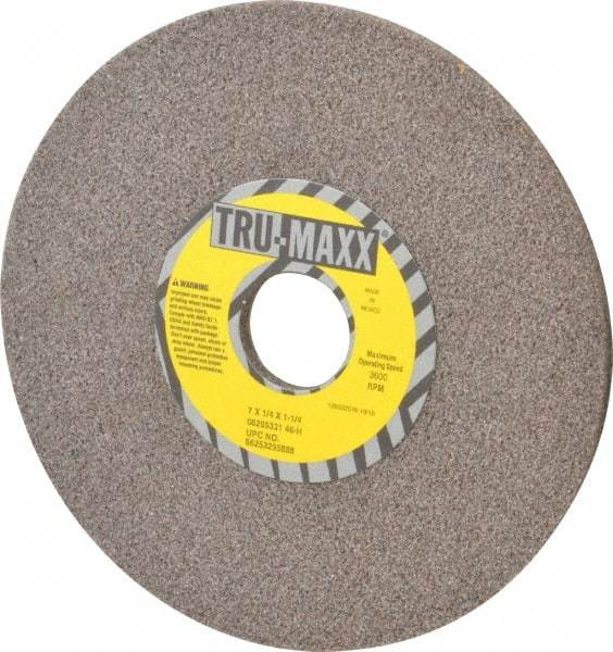 Tru-Maxx - 7" Diam x 1-1/4" Hole x 1/4" Thick, H Hardness, 46 Grit Surface Grinding Wheel - Aluminum Oxide, Type 1, Coarse Grade, 3,600 Max RPM, Vitrified Bond, No Recess - Caliber Tooling