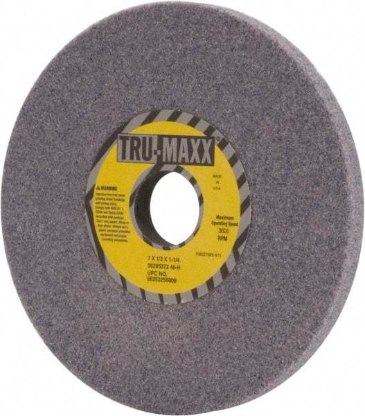 Tru-Maxx - 7" Diam x 1-1/4" Hole x 1/2" Thick, H Hardness, 46 Grit Surface Grinding Wheel - Aluminum Oxide, Type 1, Coarse Grade, 3,600 Max RPM, Vitrified Bond, No Recess - Caliber Tooling