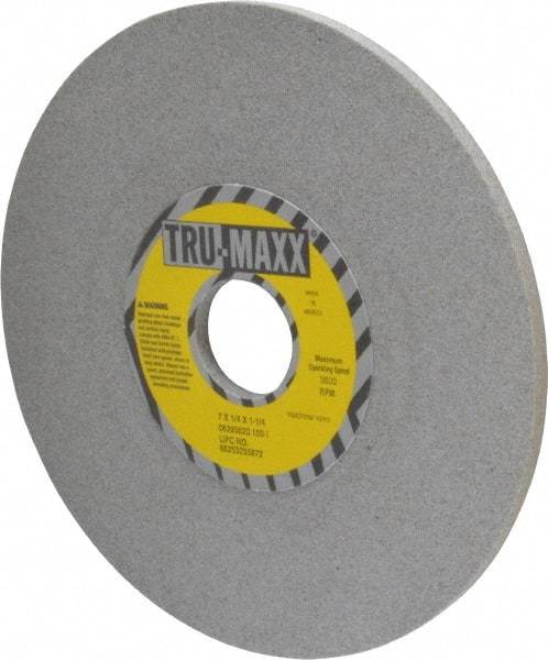 Tru-Maxx - 7" Diam x 1-1/4" Hole x 1/4" Thick, I Hardness, 100 Grit Surface Grinding Wheel - Aluminum Oxide, Type 1, Fine Grade, 3,600 Max RPM, Vitrified Bond, No Recess - Caliber Tooling