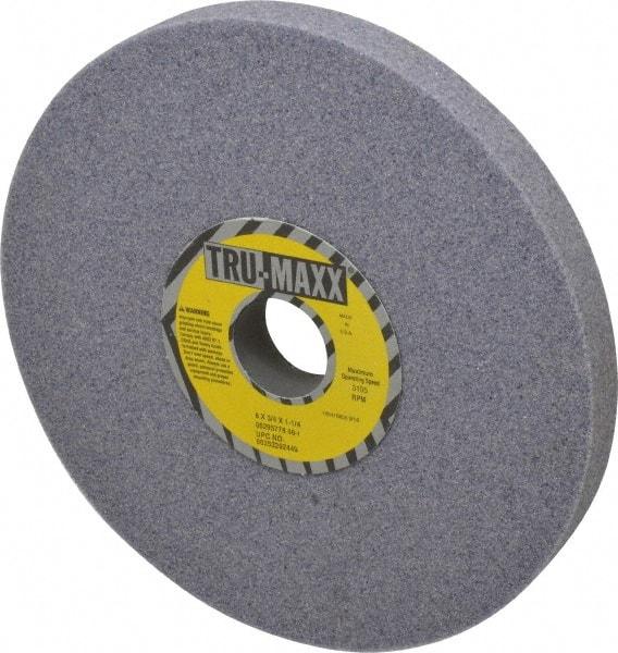 Tru-Maxx - 8" Diam x 1-1/4" Hole x 3/4" Thick, I Hardness, 46 Grit Surface Grinding Wheel - Aluminum Oxide, Type 1, Coarse Grade, 3,105 Max RPM, Vitrified Bond, No Recess - Caliber Tooling