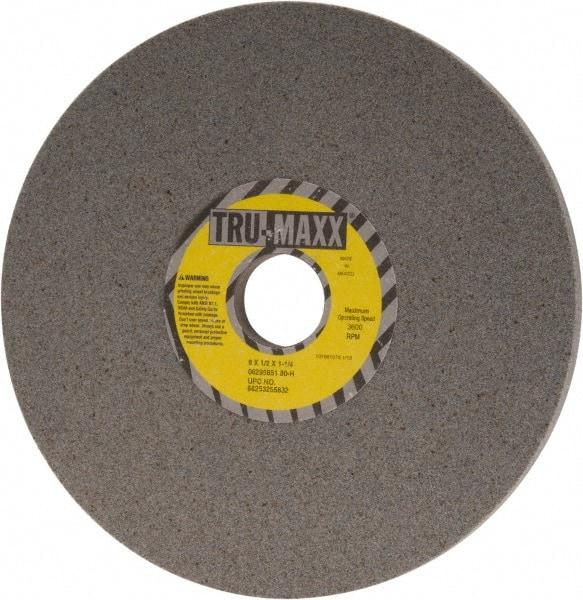 Tru-Maxx - 8" Diam x 1-1/4" Hole x 1/2" Thick, H Hardness, 80 Grit Surface Grinding Wheel - Aluminum Oxide, Type 1, Medium Grade, 3,600 Max RPM, Vitrified Bond, No Recess - Caliber Tooling