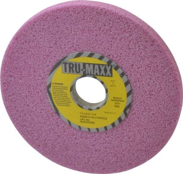 Tru-Maxx - 7" Diam x 1-1/4" Hole x 1/2" Thick, J Hardness, 46 Grit Surface Grinding Wheel - Aluminum Oxide, Type 1, Coarse Grade, 3,600 Max RPM, Vitrified Bond, No Recess - Caliber Tooling