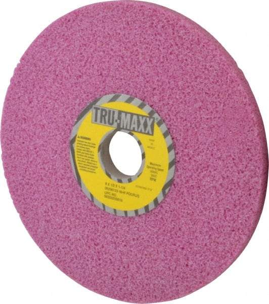 Tru-Maxx - 8" Diam x 1-1/4" Hole x 1/2" Thick, H Hardness, 46 Grit Surface Grinding Wheel - Aluminum Oxide, Type 1, Coarse Grade, 3,600 Max RPM, Vitrified Bond, No Recess - Caliber Tooling