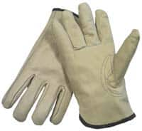 PRO-SAFE - Size XL (10) Grain Cowhide Cold Protection Work Gloves - For Work & Driver, Uncoated, Slip-On Cuff, Beige, Paired - Caliber Tooling