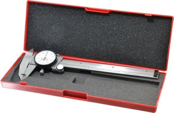 Starrett - 0" to 6" Range, 0.001" Graduation, 0.1" per Revolution, Dial Caliper - White Face, 1-1/2" Jaw Length, Accurate to 0.0010" - Caliber Tooling