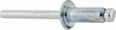 RivetKing - Size 88 Dome Head Steel Open End Blind Rivet - Steel Mandrel, 0.376" to 1/2" Grip, 1/2" Head Diam, 0.257" to 0.261" Hole Diam, 3/4" Length Under Head, 1/4" Body Diam - Caliber Tooling