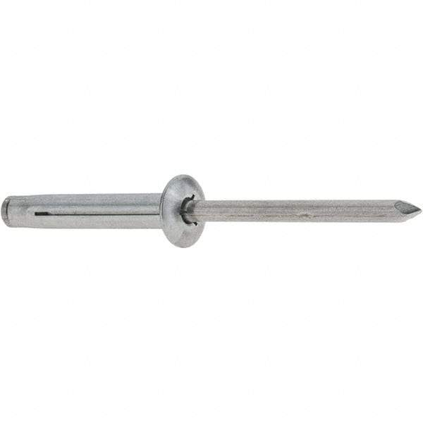 RivetKing - Size 0640 Dome Head Aluminum Tri Folding Blind Rivet - Aluminum Mandrel, 0.157" to 5/8" Grip, 0.386" Head Diam, 0.196" to 0.209" Hole Diam, 1.2" Length Under Head, 3/16" Body Diam - Caliber Tooling