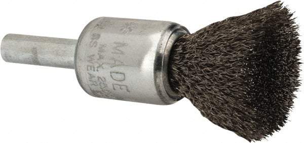 Anderson - 1/2" Brush Diam, Crimped, End Brush - 1/4" Diam Shank, 25,000 Max RPM - Caliber Tooling