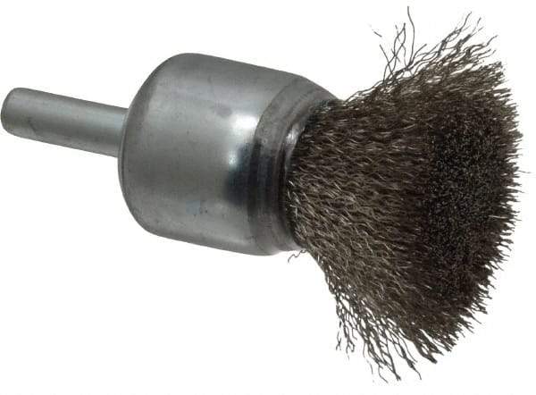 Anderson - 3/4" Brush Diam, Crimped, End Brush - 1/4" Diam Shank, 22,000 Max RPM - Caliber Tooling