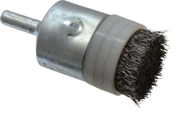 Anderson - 1" Brush Diam, Crimped, Flared End Brush - 1/4" Diam Shank, 10,000 Max RPM - Caliber Tooling
