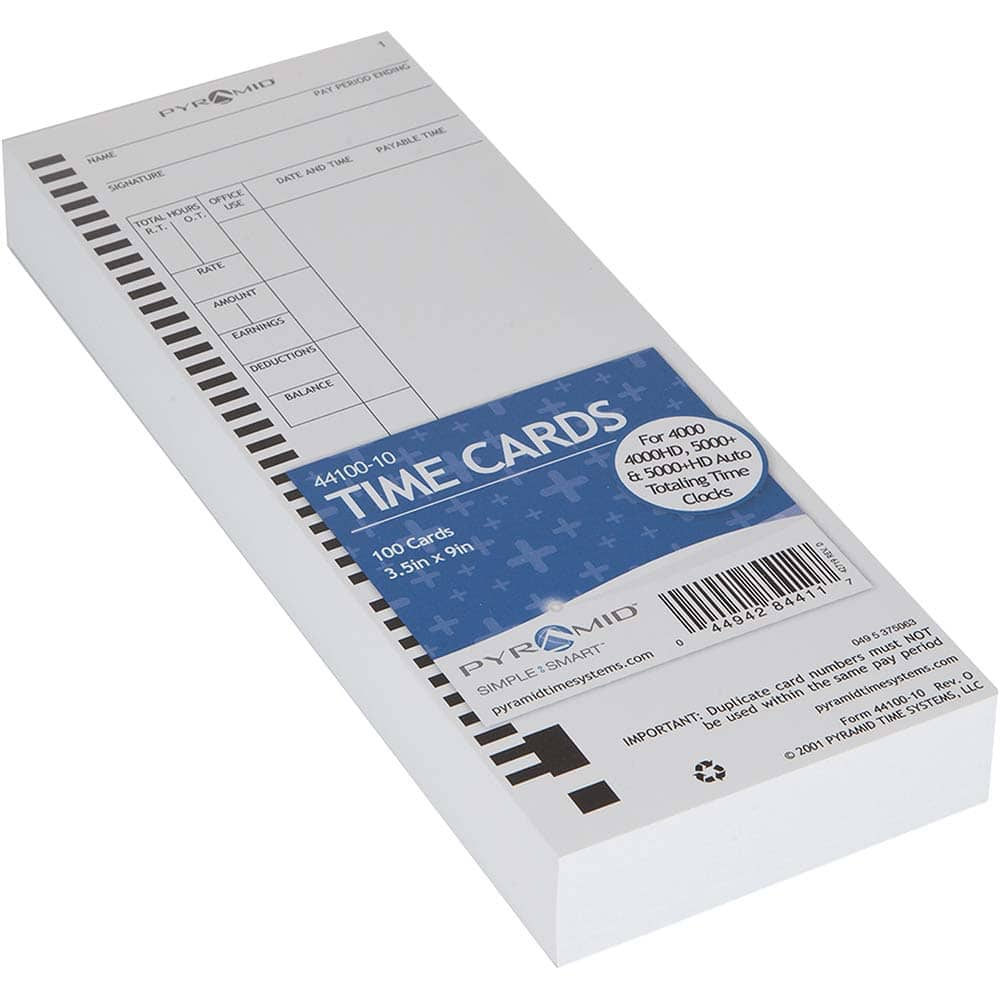 Pyramid - Time Cards & Time Clock Accessories Type: Weekly/Bi-Weekly/Twice Monthly Time Cards For Use With: PTI - M-4000 Time Recorder - Caliber Tooling