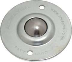 SKF - Round, Carbon Steel Ball Transfer - 14.2mm Mount Height, 120 Lb. Capacity - Caliber Tooling