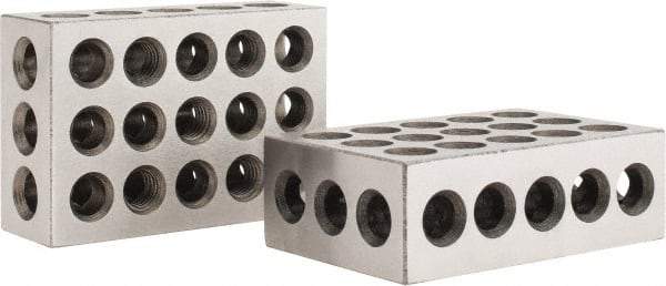 Value Collection - 0.0003 Squareness Per Inch, Hardened Steel, 1-2-3 Block with 23 Hole Setup Block - 0.0001 to 0.0007 Inch Overall Tolerance, 3/8 - 16 Inch Tapped Hole Size, 56-60 HRC Hardness, Sold As Matched Pair - Caliber Tooling