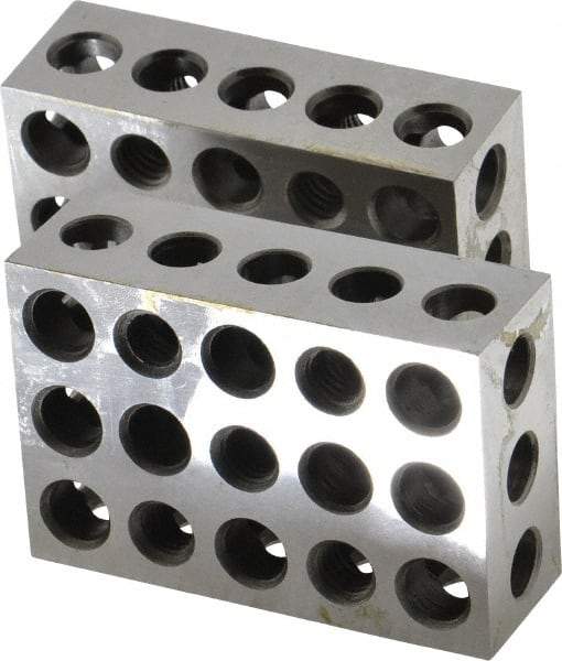 Suburban Tool - 0.0001 Squareness Per Inch, Hardened Steel, 1-2-3 Block with 23 Hole Setup Block - 3/8 - 16 Inch Tapped Hole Size, Sold As Matched Pair - Caliber Tooling