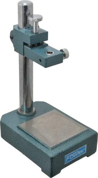 Fowler - Steel, Rectangular Base, Comparator Gage Stand - 8-1/2" High, 6" Base Length x 4" Base Width x 1-1/2" Base Height, Includes Holder - Caliber Tooling